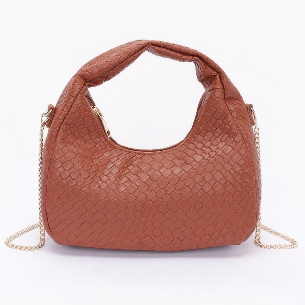 Embossed Faux Leather Hobo Bag